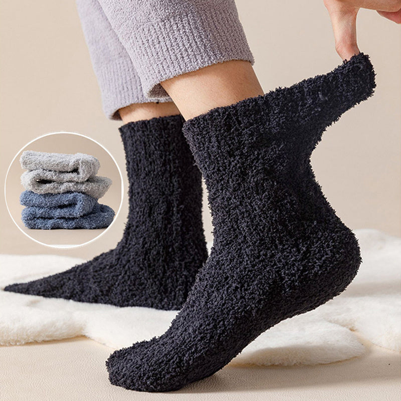 Winter Warm Fuzzy Coral Fleece Socks Women Men Velvet Thickened Home Sleepping Floor Socks - Mubimart -  