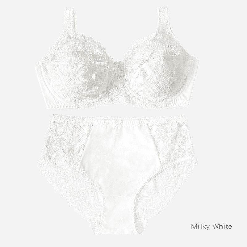 Gathered Lace Ladies Plus Size Panties Underwear Bra Set - Mubimart