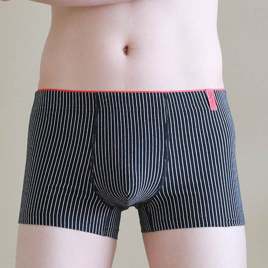 Men's Mid-waist Striped Breathable Boxers - Mubimart