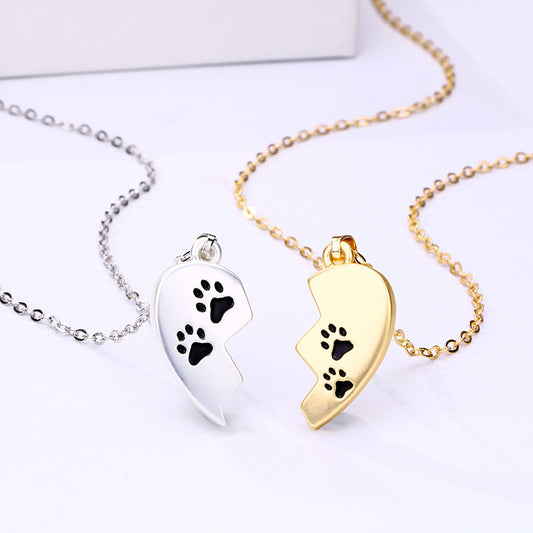 Love Couple Necklace Magnet Stitching Alloy Pendant Original Design Jewelry