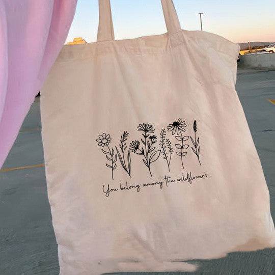 Floral Women Canvas Tote Bag Girl Reu - Mubimart