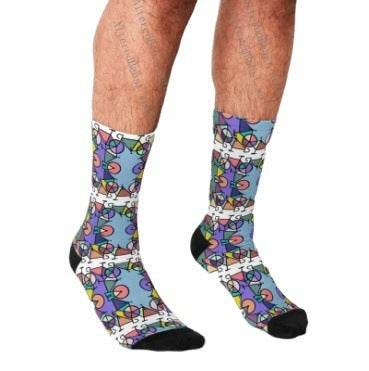 Men's Cartoon Unique Europe And America Cross Border Athletic Socks Digital Printing Lovers' Socks - Mubimart