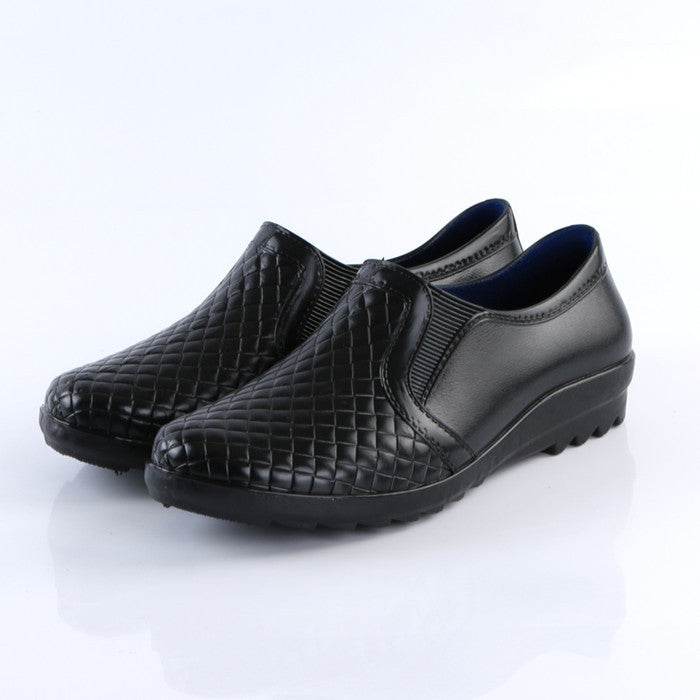 Fashion Waterproof Leather Rain Boots - Mubimart