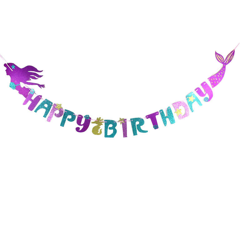 Mermaid Theme Birthday Decoration Party Supplies Children\'s Party Decorations Dessert Cake Cards - Mubimart -  