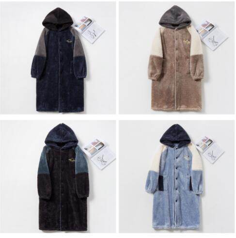 Autumn And Winter Flannel Winter Thickened Plus Velvet Nightgown Men - Mubimart