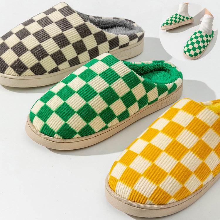 Gradient Slippers Plush Winter Shoes Women House Bedroom Slippers - Mubimart