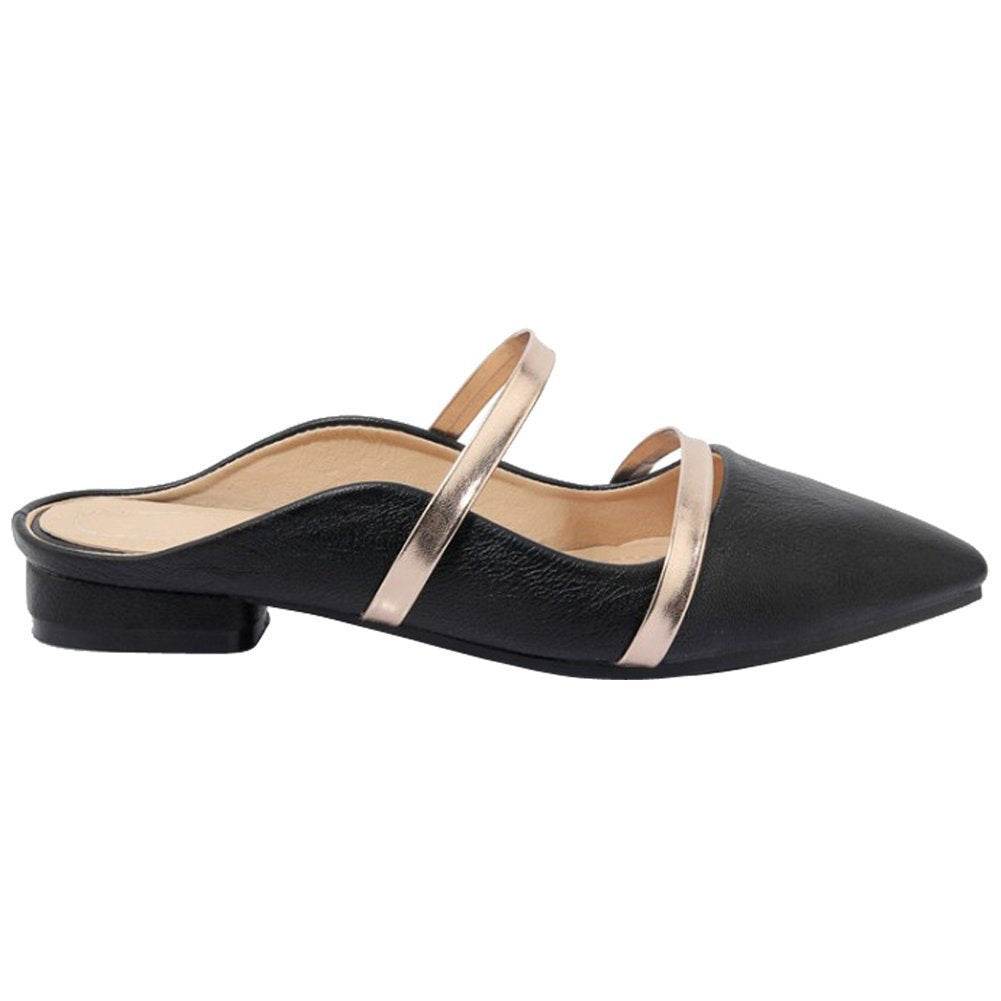 Pointed Toe Strap Flat Casual Shoes - Mubimart