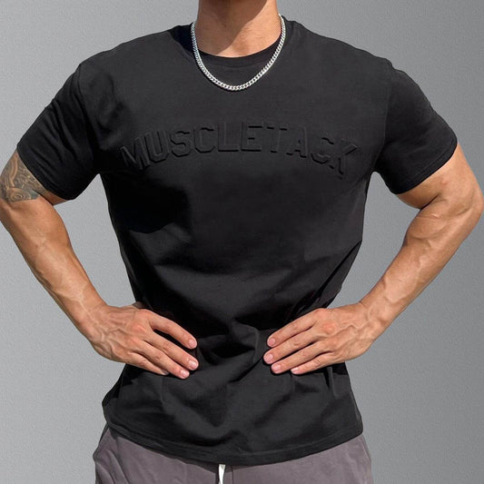 Men's Sports Loose Cotton Workout Short Sleeve T-shirt - Mubimart