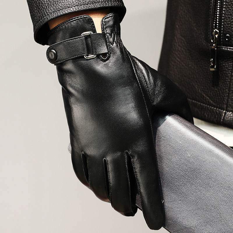 Leather Gloves Men's Winter Warm Sheepskin - Mubimart