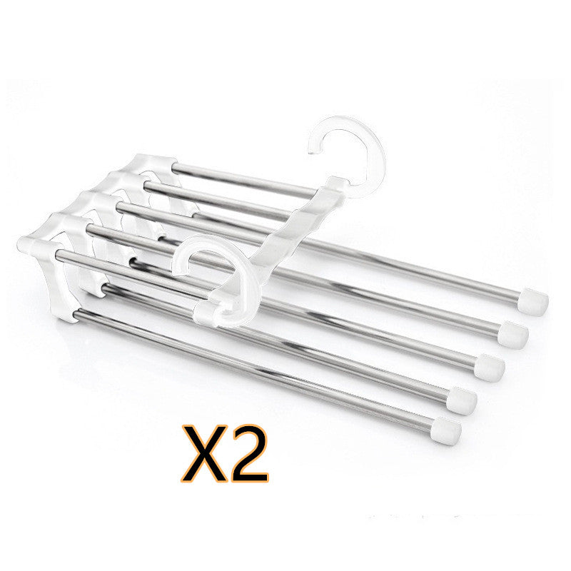 5 In 1 Wardrobe Hanger Multi-functional Clothes Hangers Pants Stainless Steel Magic Wardrobe Clothing Hangers For Clothes Rack - Mubimart -  