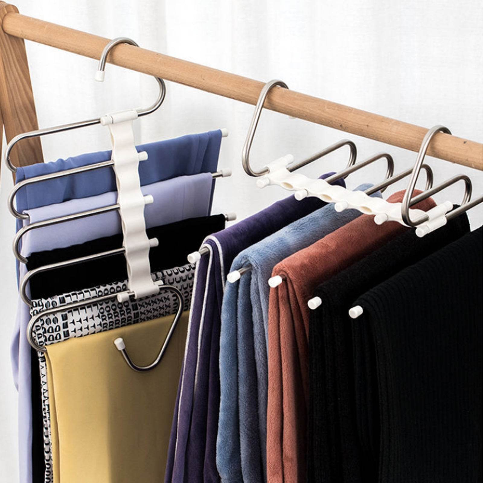 5 In 1 Wardrobe Hanger Multi-functional Clothes Hangers Pants Stainless Steel Magic Wardrobe Clothing Hangers For Clothes Rack - Mubimart
