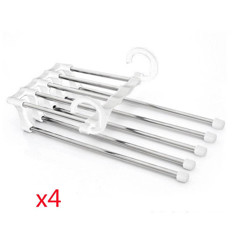 5 In 1 Wardrobe Hanger Multi-functional Clothes Hangers Pants Stainless Steel Magic Wardrobe Clothing Hangers For Clothes Rack - Mubimart