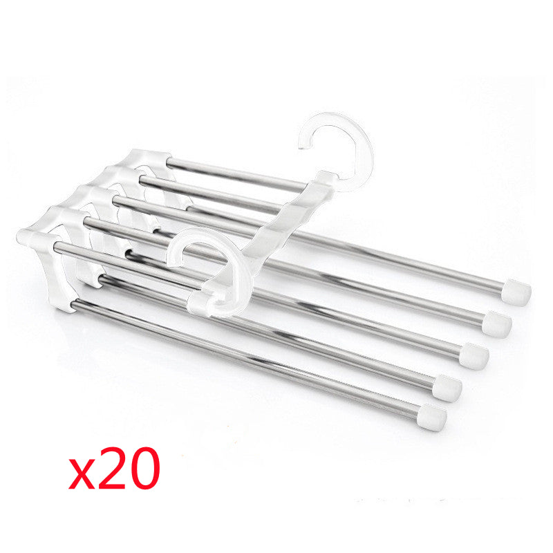 5 In 1 Wardrobe Hanger Multi-functional Clothes Hangers Pants Stainless Steel Magic Wardrobe Clothing Hangers For Clothes Rack - Mubimart -  