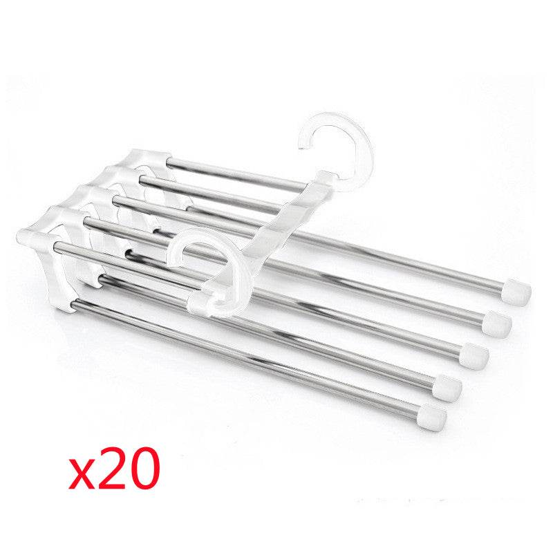 5 In 1 Wardrobe Hanger Multi-functional Clothes Hangers Pants Stainless Steel Magic Wardrobe Clothing Hangers For Clothes Rack - Mubimart