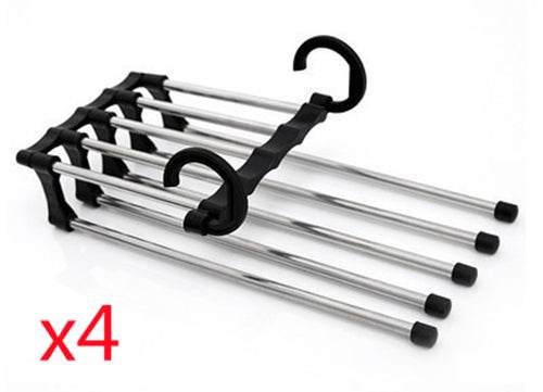 5 In 1 Wardrobe Hanger Multi-functional Clothes Hangers Pants Stainless Steel Magic Wardrobe Clothing Hangers For Clothes Rack - Mubimart