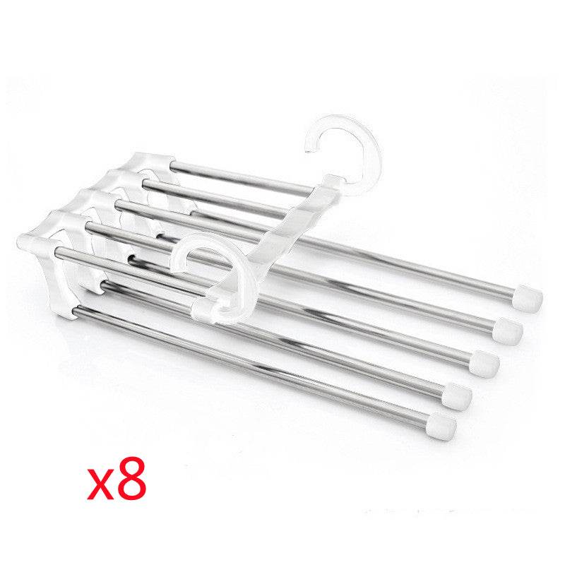 5 In 1 Wardrobe Hanger Multi-functional Clothes Hangers Pants Stainless Steel Magic Wardrobe Clothing Hangers For Clothes Rack - Mubimart