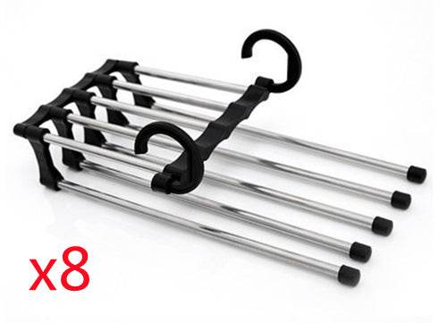 5 In 1 Wardrobe Hanger Multi-functional Clothes Hangers Pants Stainless Steel Magic Wardrobe Clothing Hangers For Clothes Rack - Mubimart