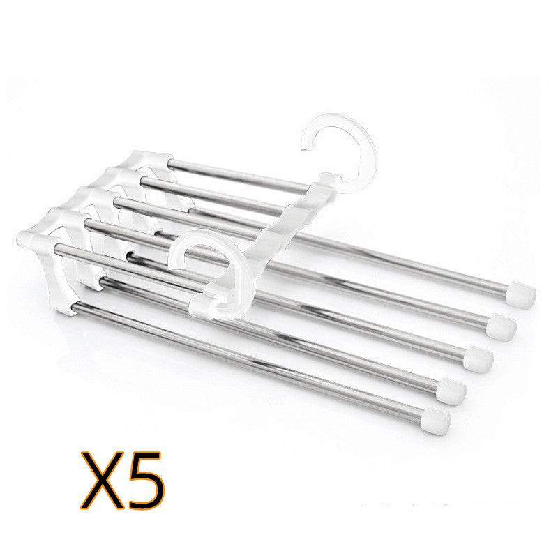 5 In 1 Wardrobe Hanger Multi-functional Clothes Hangers Pants Stainless Steel Magic Wardrobe Clothing Hangers For Clothes Rack - Mubimart
