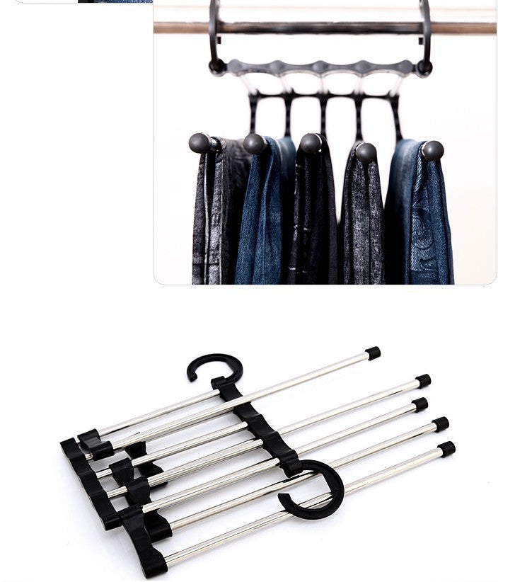 5 In 1 Wardrobe Hanger Multi-functional Clothes Hangers Pants Stainless Steel Magic Wardrobe Clothing Hangers For Clothes Rack - Mubimart -  