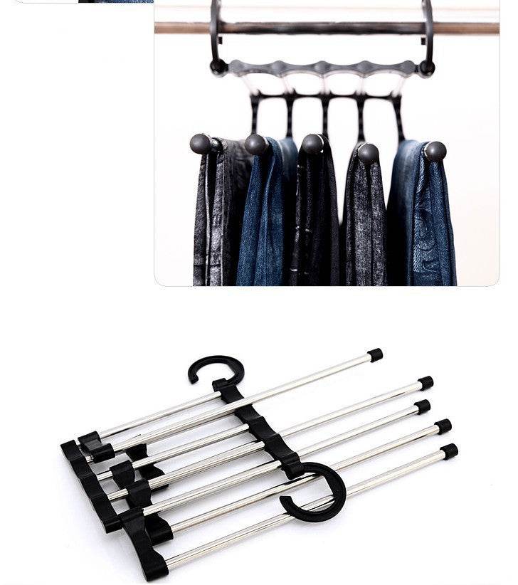 5 In 1 Wardrobe Hanger Multi-functional Clothes Hangers Pants Stainless Steel Magic Wardrobe Clothing Hangers For Clothes Rack - Mubimart