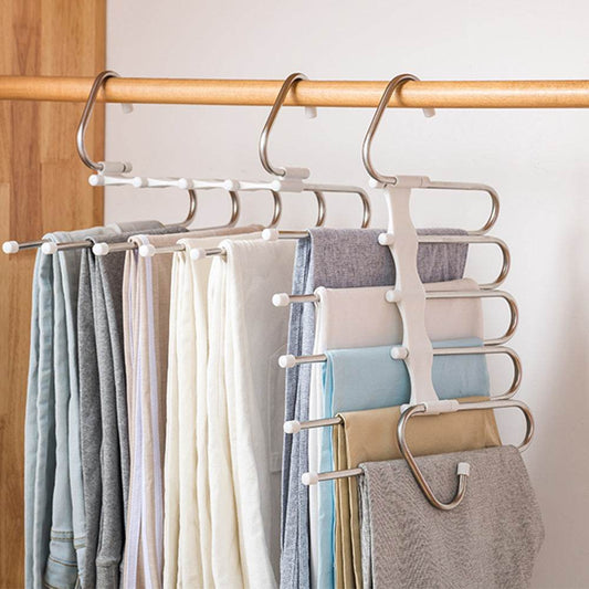 5 In 1 Wardrobe Hanger Multi-functional Clothes Hangers Pants Stainless Steel Magic Wardrobe Clothing Hangers For Clothes Rack - Mubimart