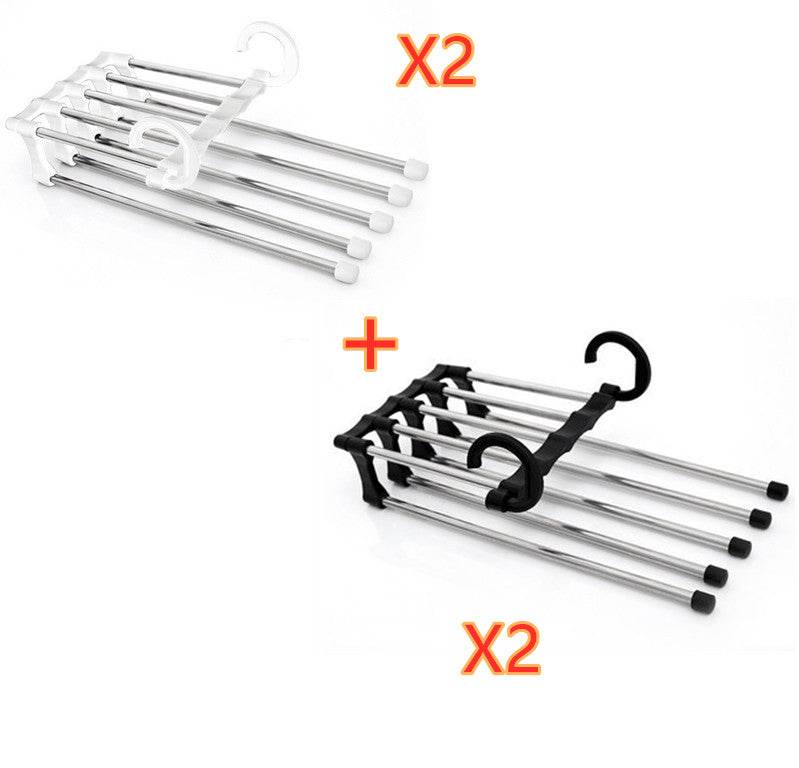 5 In 1 Wardrobe Hanger Multi-functional Clothes Hangers Pants Stainless Steel Magic Wardrobe Clothing Hangers For Clothes Rack - Mubimart