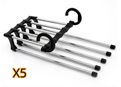 5 In 1 Wardrobe Hanger Multi-functional Clothes Hangers Pants Stainless Steel Magic Wardrobe Clothing Hangers For Clothes Rack - Mubimart -  