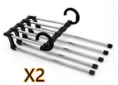 5 In 1 Wardrobe Hanger Multi-functional Clothes Hangers Pants Stainless Steel Magic Wardrobe Clothing Hangers For Clothes Rack - Mubimart -  