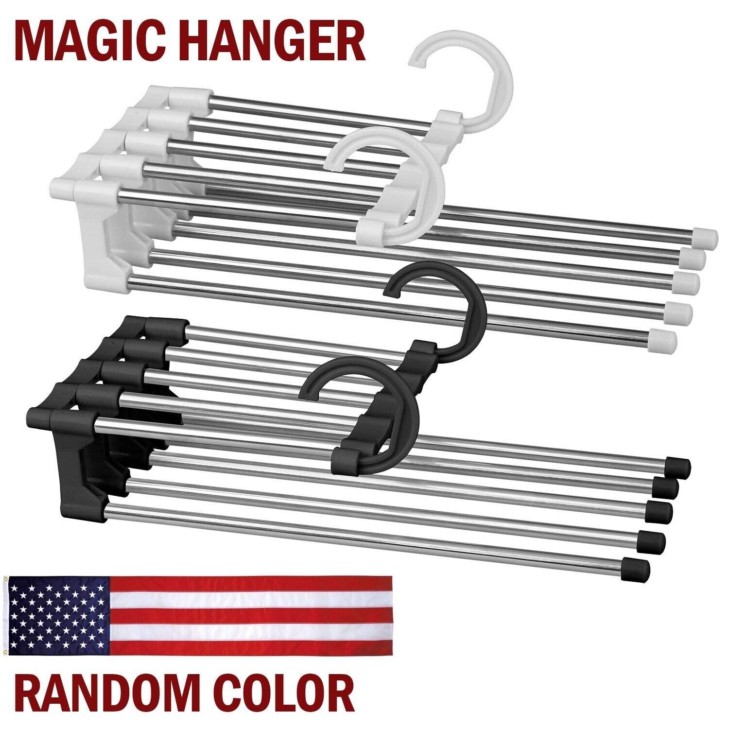 5 In1 Multi-functional Pants Rack Shelves Stainless Steel Wardrobe Magic Hanger - Mubimart
