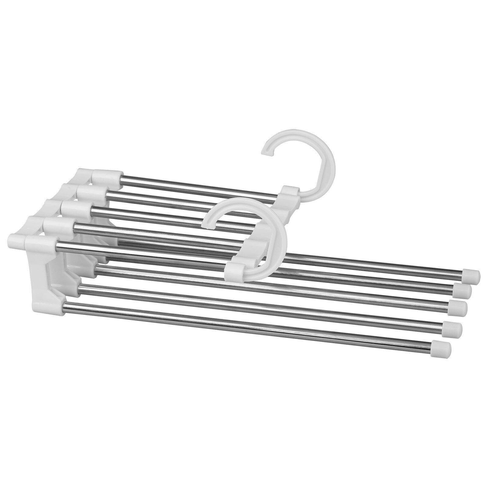5 In1 Multi-functional Pants Rack Shelves Stainless Steel Wardrobe Magic Hanger - Mubimart
