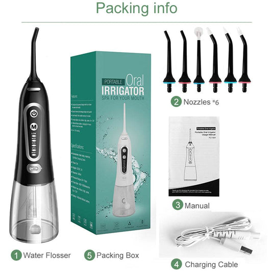 5 Modes Oral Irrigator, Portable Flosser, USB Rechargeable, Water - Mubimart