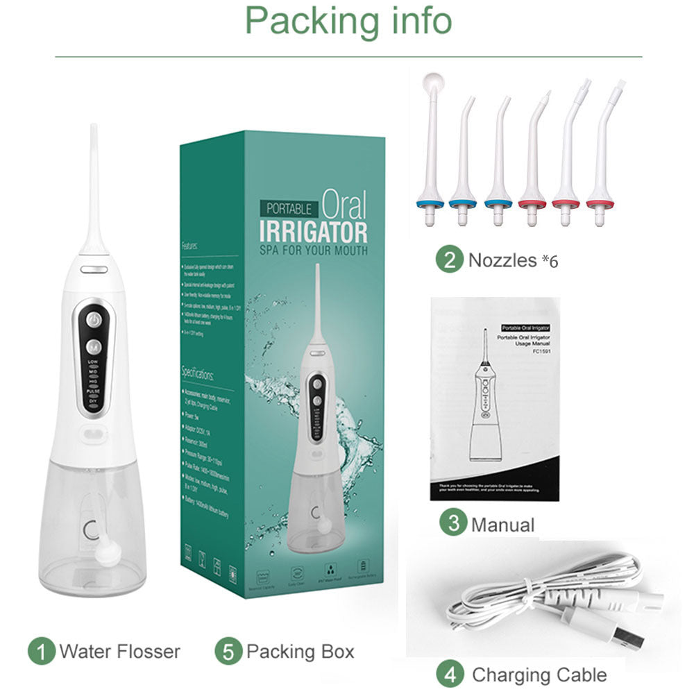 5 Modes Oral Irrigator, Portable Flosser, USB Rechargeable, Water - Mubimart -  