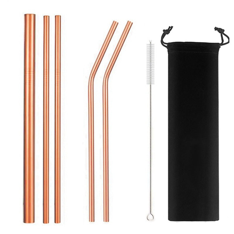 5 Sets Of 304 Stainless Steel Straws - Mubimart -  