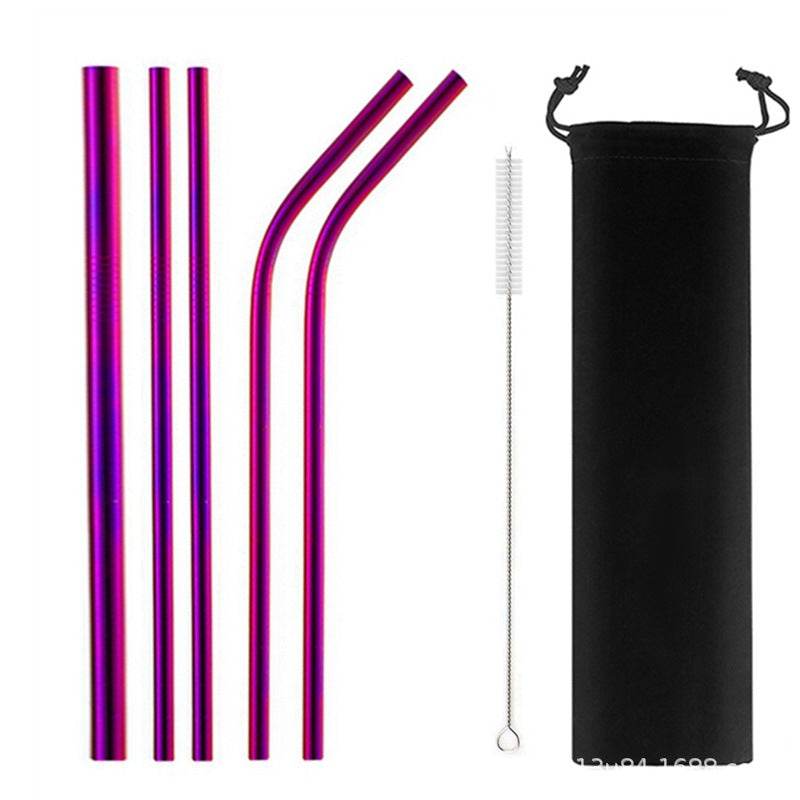 5 Sets Of 304 Stainless Steel Straws - Mubimart