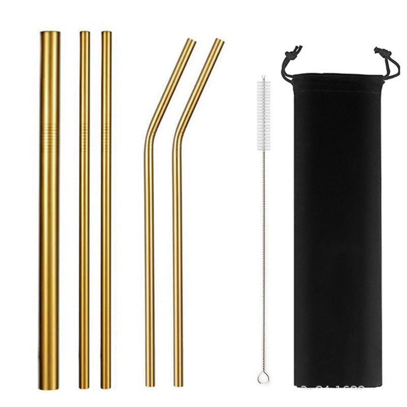 5 Sets Of 304 Stainless Steel Straws - Mubimart -  