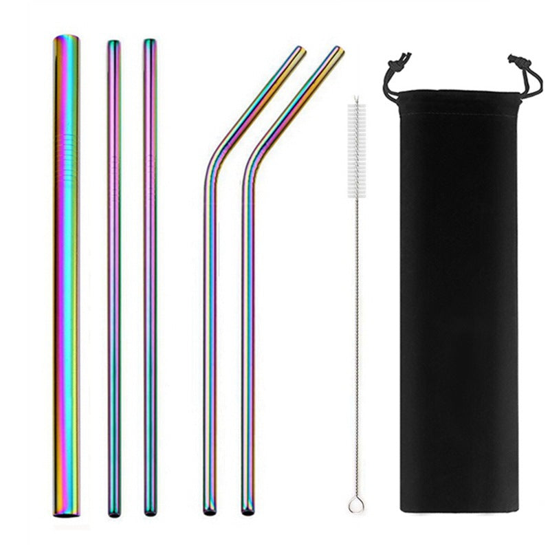 5 Sets Of 304 Stainless Steel Straws - Mubimart -  