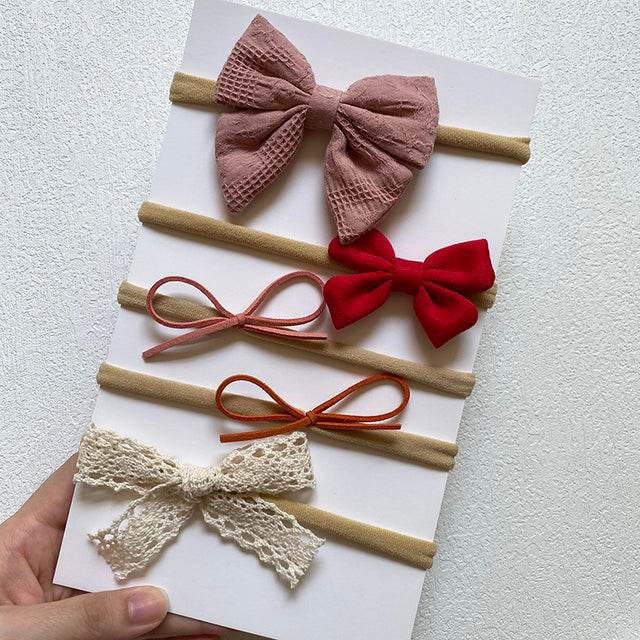 5-piece Baby Headband Bow Set - Mubimart