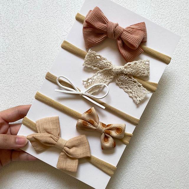 5-piece Baby Headband Bow Set - Mubimart