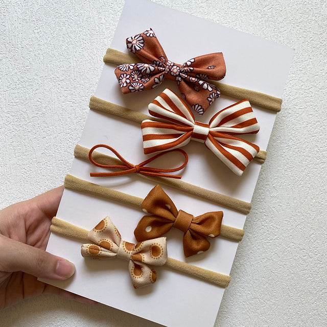 5-piece Baby Headband Bow Set - Mubimart