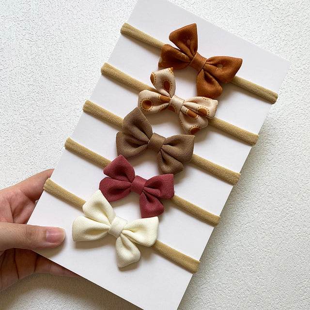 5-piece Baby Headband Bow Set - Mubimart