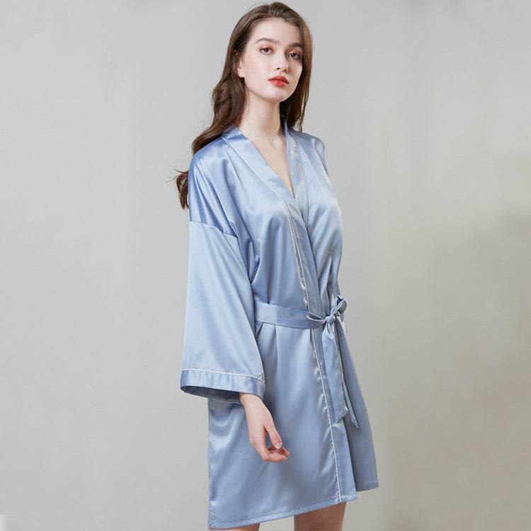 Pajamas Hot Plus-sized Emulation Silk Nightgown Women's Summer Mid-length Sleeves Morning Gowns - Mubimart