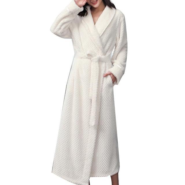 Winter Sleep Bath Robe Women Men Warm Fleece  Robes - Mubimart -  