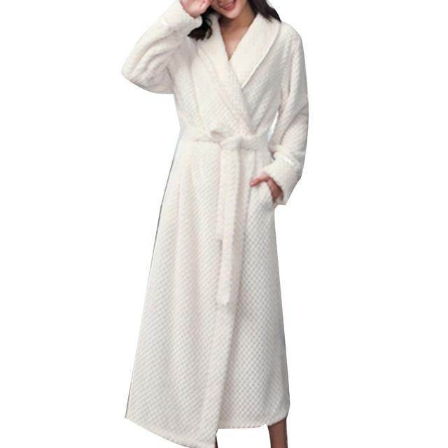 Winter Sleep Bath Robe Women Men Warm Fleece Robes - Mubimart