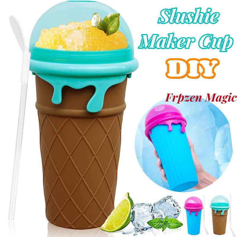 500ml Large Capacity Slushy Cup Summer Squeeze Homemade Juice Water Bottle Quick-Frozen Smoothie Sand Cup Pinch Fast Cooling Magic Ice Cream Slushy Maker Beker Kitchen Gadgets - Mubimart -  