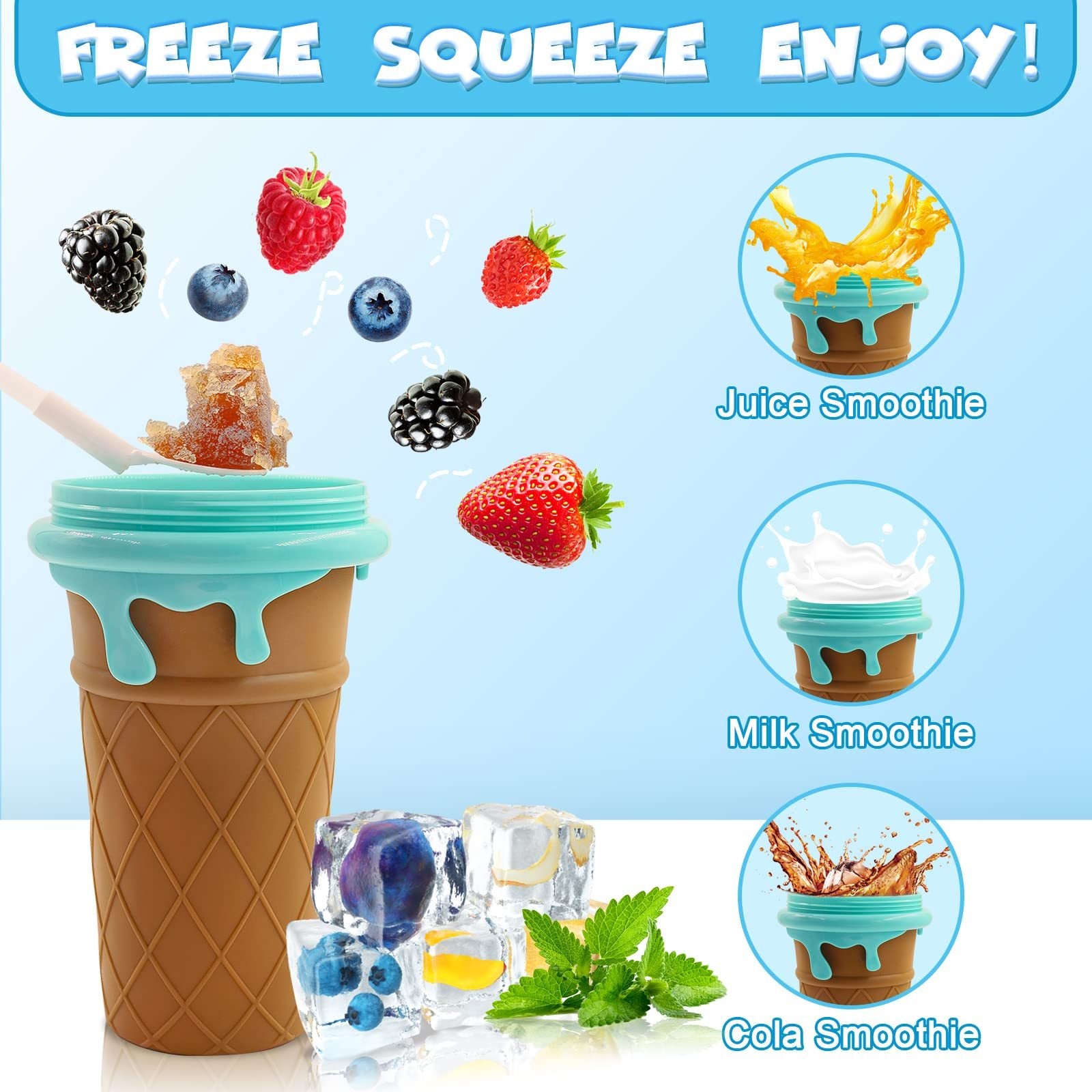 500ml Large Capacity Slushy Cup Summer Squeeze Homemade Juice Water Bottle Quick-Frozen Smoothie Sand Cup Pinch Fast Cooling Magic Ice Cream Slushy Maker Beker Kitchen Gadgets - Mubimart -  