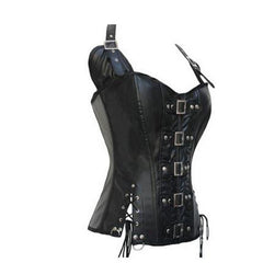 Punk PU corset leather halter corset - Mubimart -  