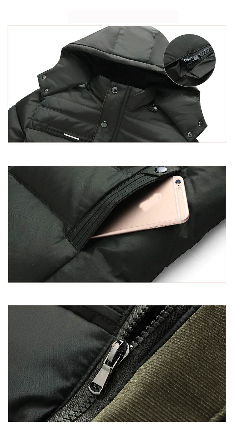Hooded slim fit plus down padded down jacket men - Mubimart