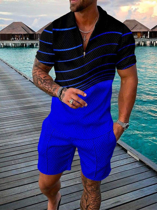 Polo Shirt Suit Men's Casual 3D Printed Polo Shirt Shorts - Mubimart