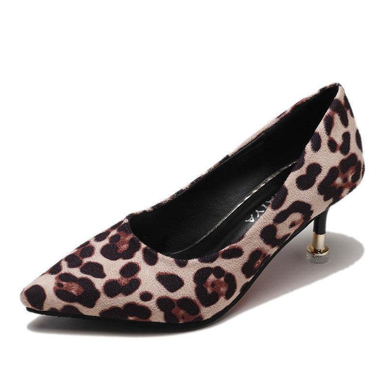 Pointed Leopard High Heels - Mubimart