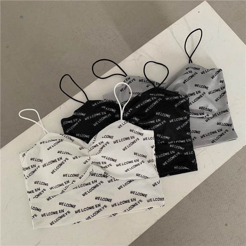 Club Letter Camisole Summer Clothes Women's Crop Top Bra Bralette Vest - Mubimart